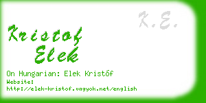 kristof elek business card